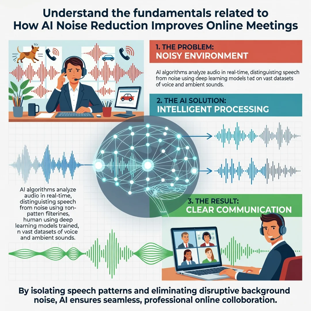Step 1: Illustration for step: Understand the fundamentals related to How AI Noise Reduction Improves Online