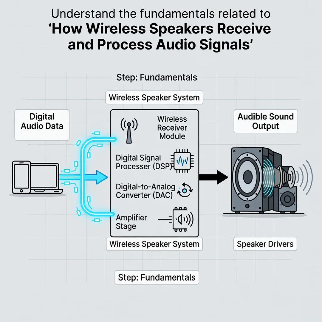 Step 1: Illustration for step: Understand the fundamentals related to How Wireless Speakers Receive and Proc