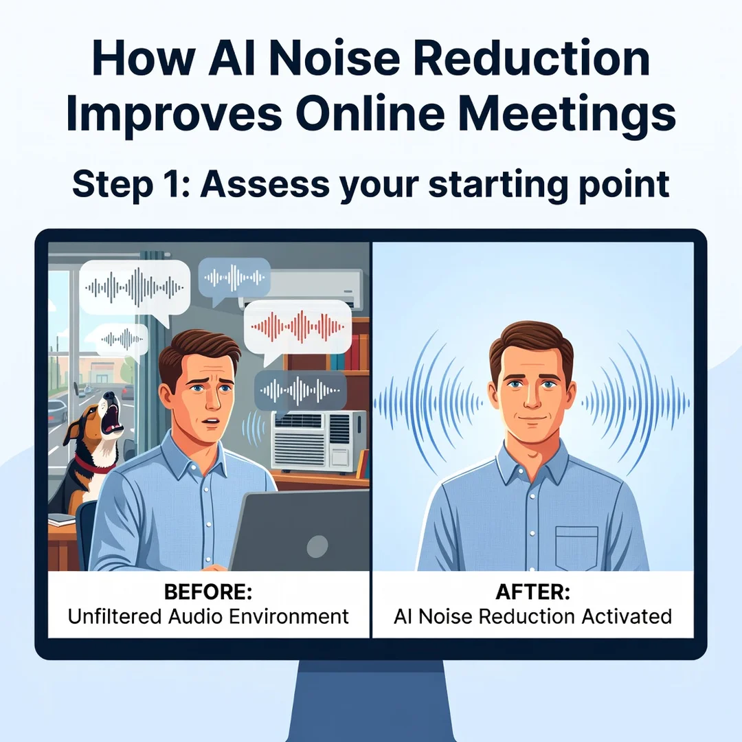 Step 2: Illustration for step: Assess your starting point related to How AI Noise Reduction Improves Online 