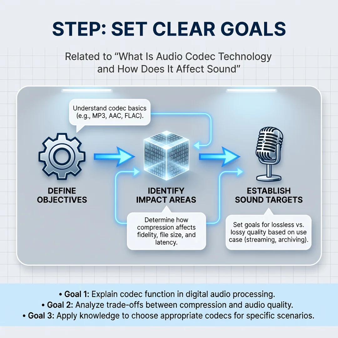 Step 3: Illustration for step: Set clear goals related to What Is Audio Codec Technology and How Does It Aff