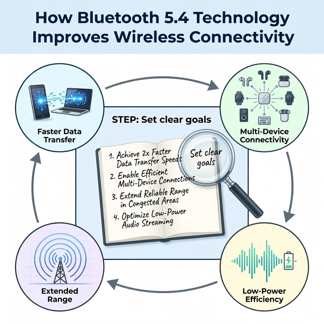 Step 3: Illustration for step: Set clear goals related to How Bluetooth 5.4 Technology Improves Wireless Con