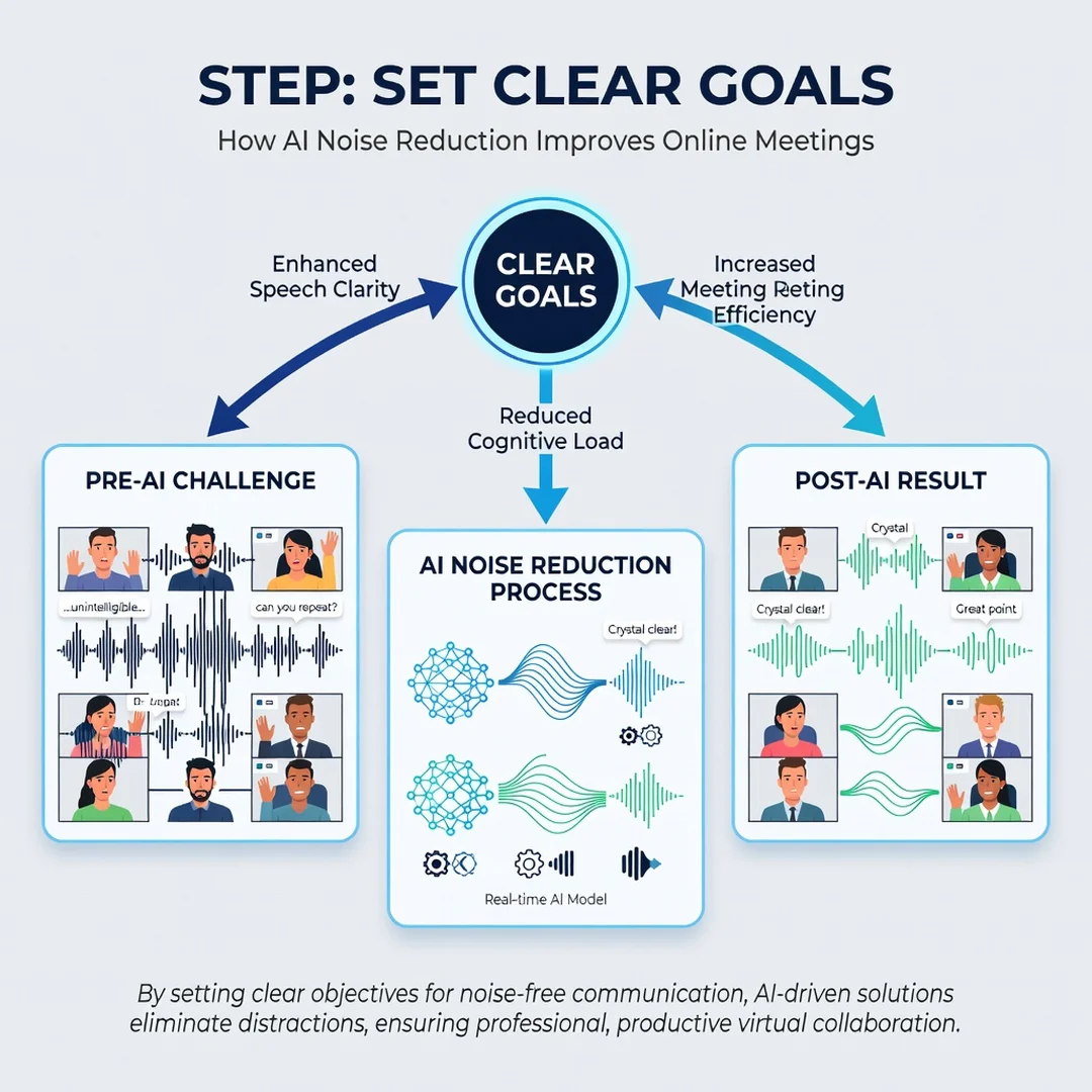 Step 3: Illustration for step: Set clear goals related to How AI Noise Reduction Improves Online Meetings, p