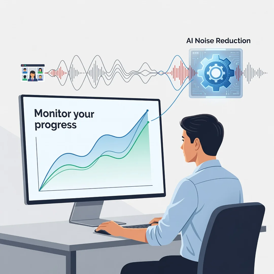 Step 6: Illustration for step: Monitor your progress related to How AI Noise Reduction Improves Online Meeti