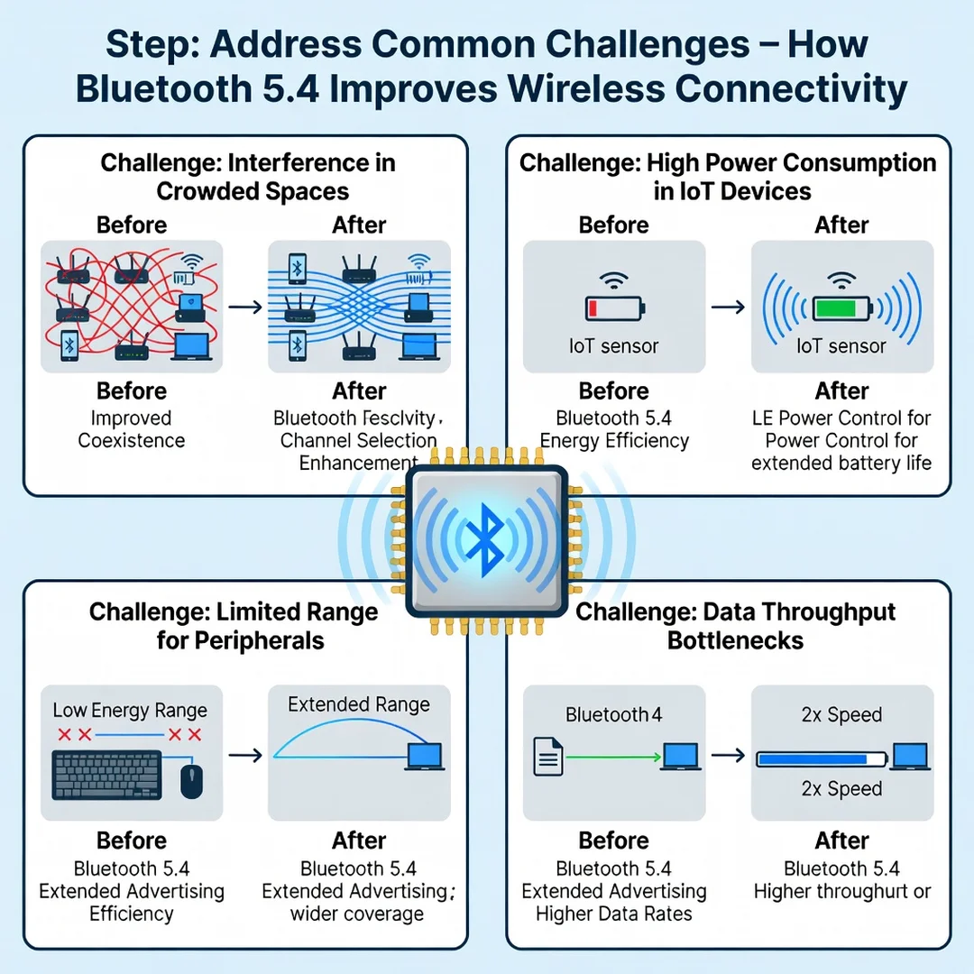 Step 7: Illustration for step: Address common challenges related to How Bluetooth 5.4 Technology Improves Wi
